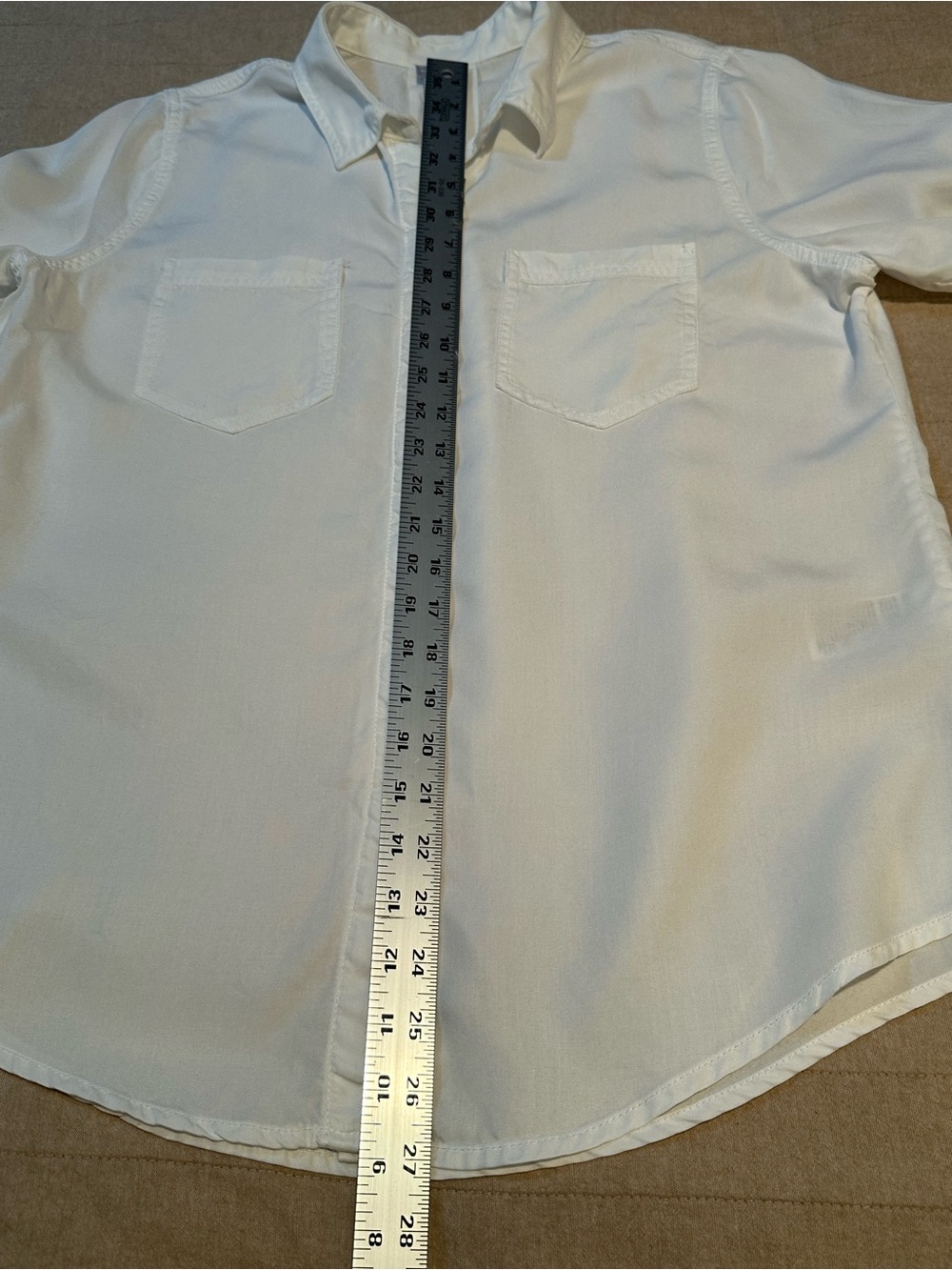 Chico's White Button Up Frayed Edge Shirt - Picture 8 of 10